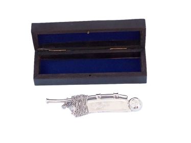 Chrome Bosun Whistle 6 w/Rosewood Box