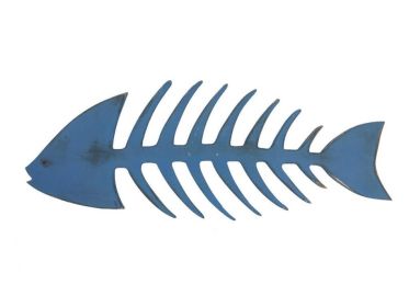 Wooden Rustic Dark Blue Fishbone Wall Mounted Decoration 25
