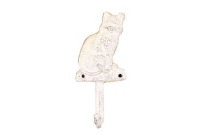 Whitewashed Cast Iron Cat Hook 7